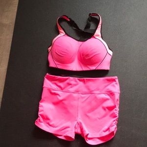 VS Sport Bra 34D and short set in bubblegum